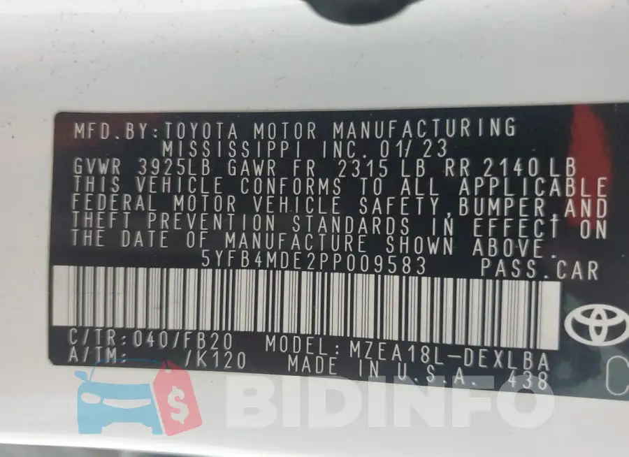 5YFB4MDE2PP009583 Photo# 12