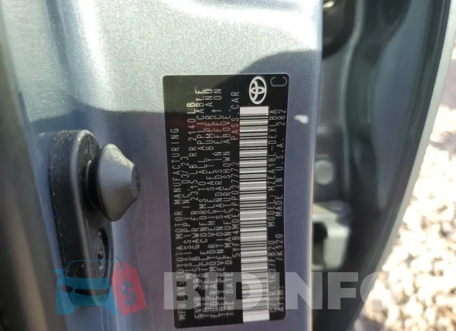 5YFB4MDE7PP027772 Photo# 12