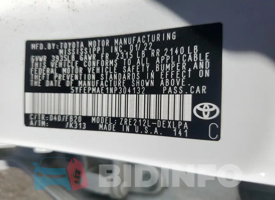 5YFEPMAE1NP304132 Photo# 12