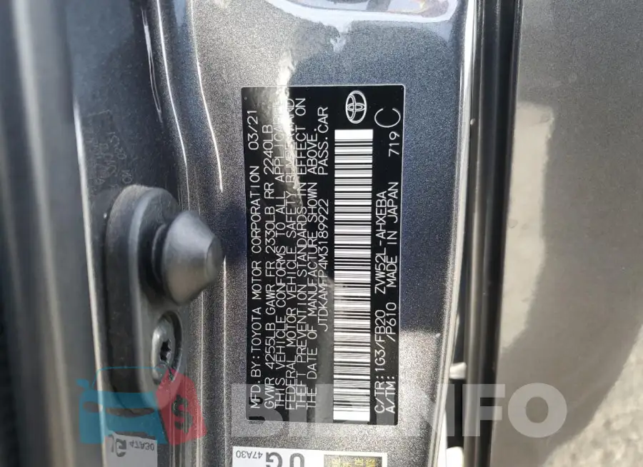 JTDKAMFP4M3189922 Photo# 13