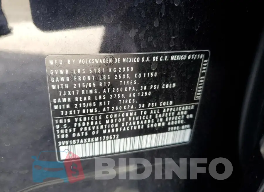 3VV1B7AXXKM179572 Photo# 12