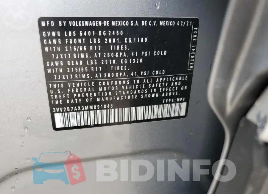 3VV2B7AX3MM091048 Photo# 14