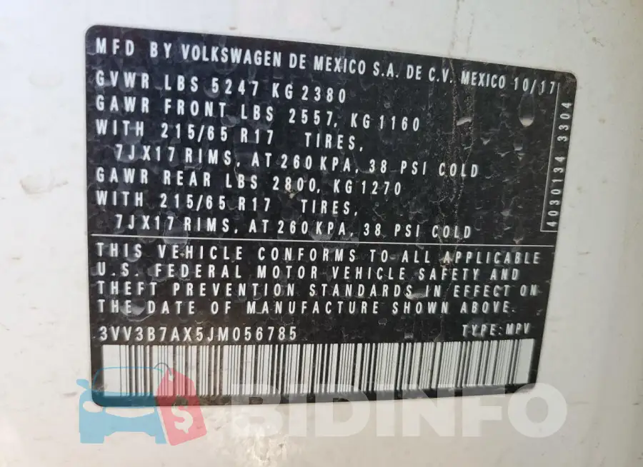 3VV3B7AX5JM056785 Photo# 13