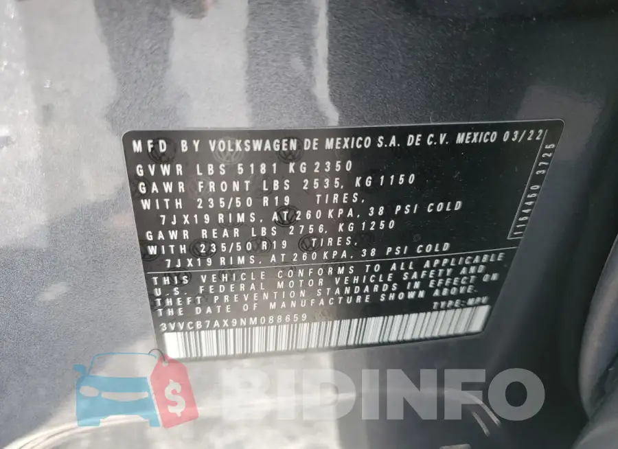 3VVCB7AX9NM088659 Photo# 12