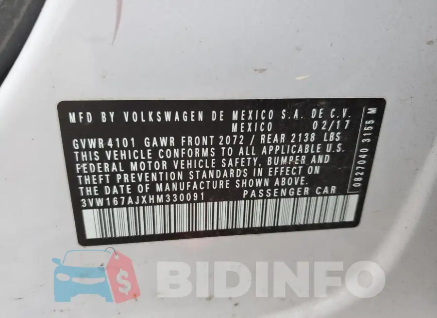 3VW167AJXHM330091 Photo# 12