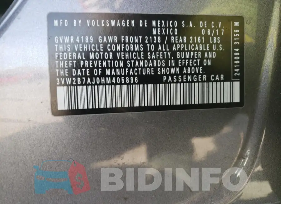 3VW2B7AJ0HM405896 Photo# 12