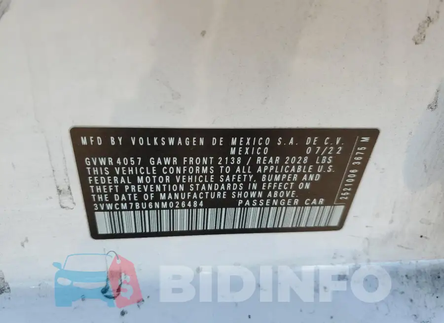 3VWCM7BU6NM026484 Photo# 13