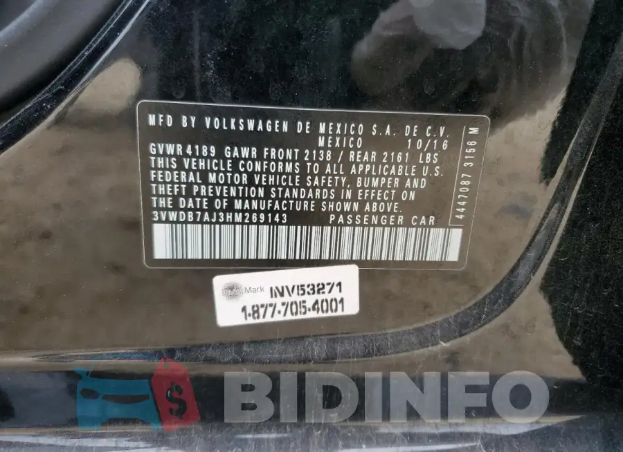 3VWDB7AJ3HM269143 Photo# 13