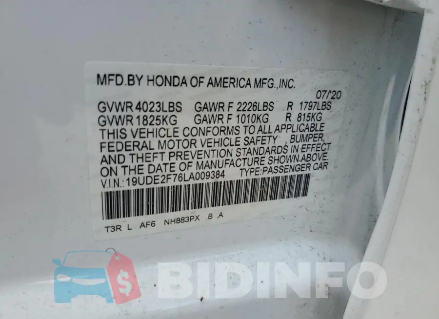 19UDE2F76LA009384 Photo# 13