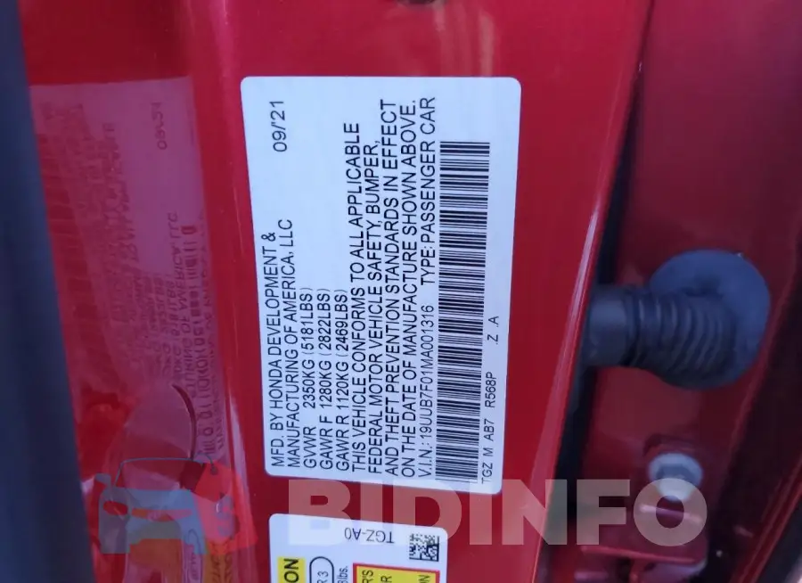 19UUB7F01MA001316 Photo# 12