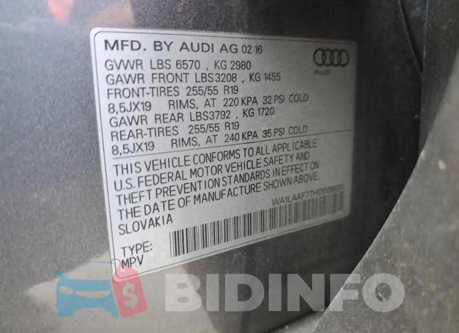 WA1LAAF77HD009930 Photo# 12