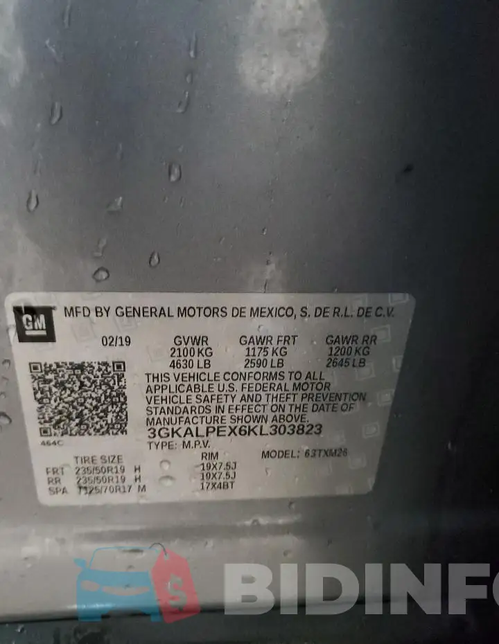 3GKALPEX6KL303823 Photo# 13