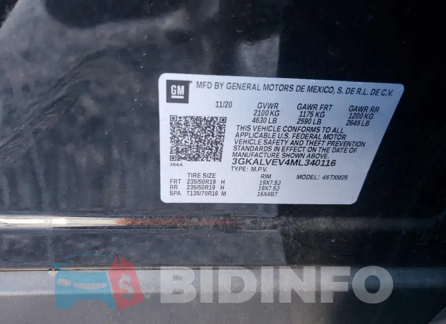 3GKALVEV4ML340116 Photo# 14