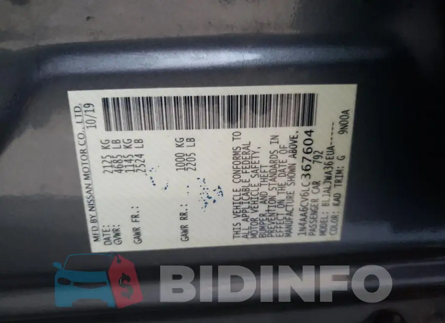 1N4AA6CV6LC367604 Photo# 13