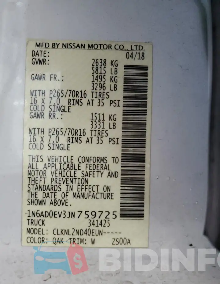 1N6AD0EV3JN759725 Photo# 12