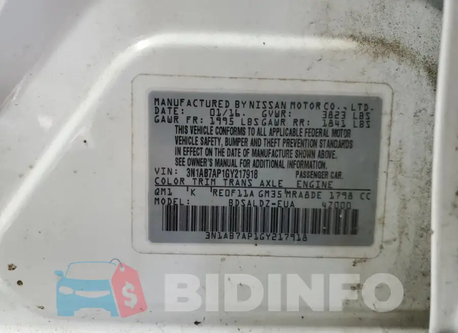 3N1AB7AP1GY217918 Photo# 12