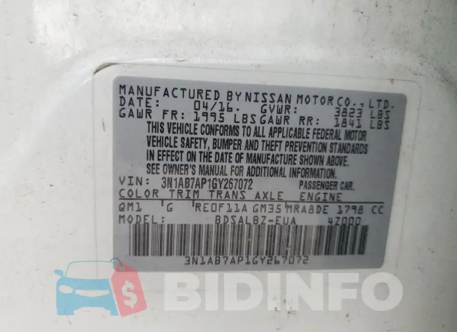 3N1AB7AP1GY267072 Photo# 12