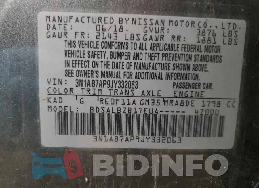 3N1AB7AP9JY332063 Photo# 13