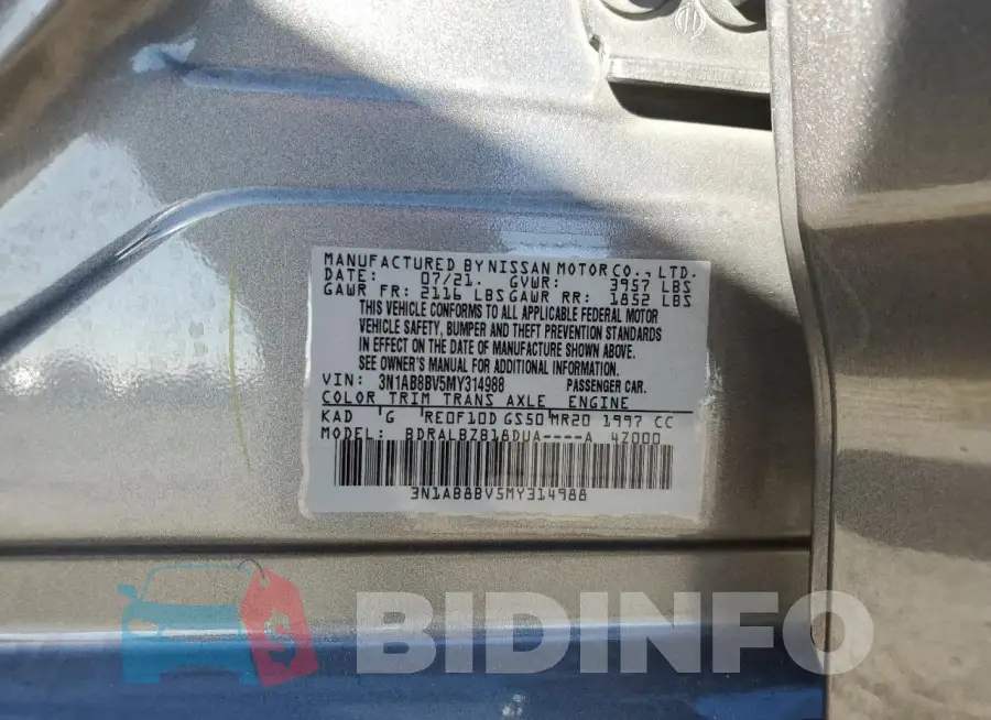 3N1AB8BV5MY314988 Photo# 13