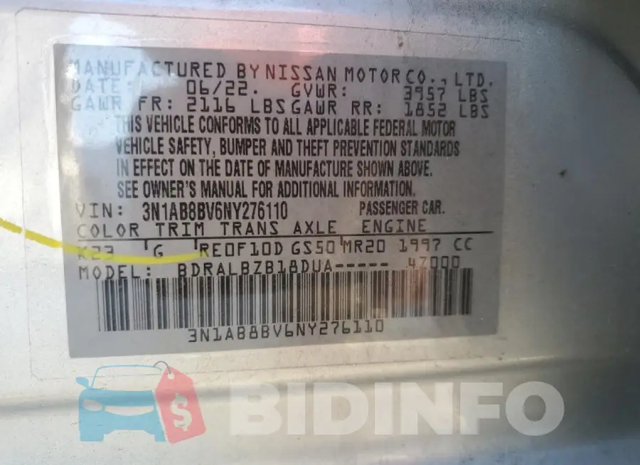 3N1AB8BV6NY276110 Photo# 12