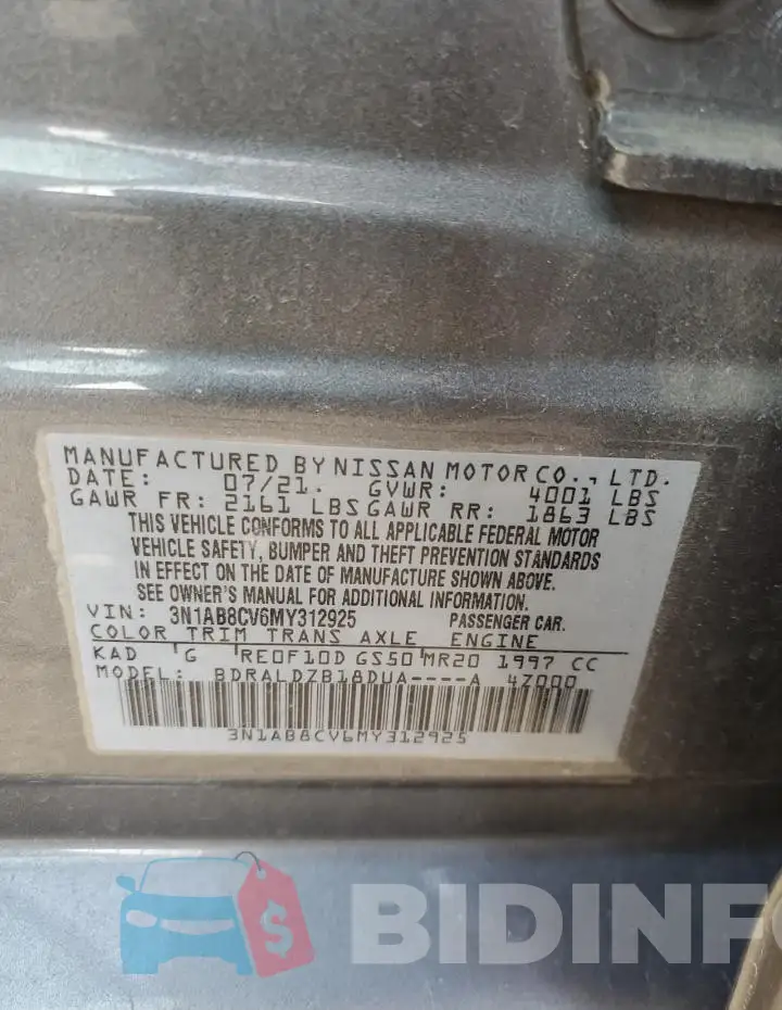 3N1AB8CV6MY312925 Photo# 12