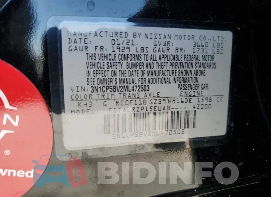 3N1CP5BV2ML472503 Photo# 13