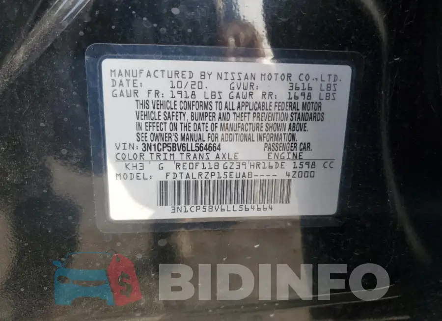 3N1CP5BV6LL564664 Photo# 12