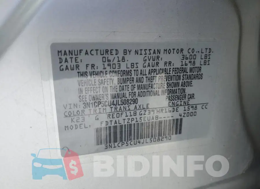 3N1CP5CU4JL508290 Photo# 13