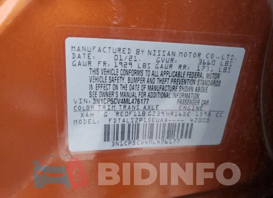 3N1CP5CV4ML476177 Photo# 12