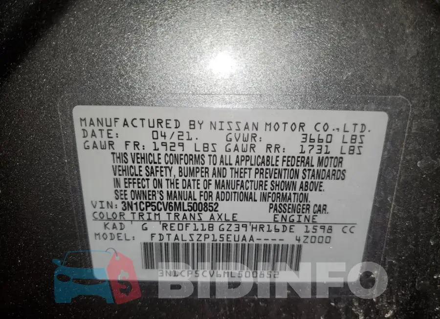 3N1CP5CV6ML500852 Photo# 13