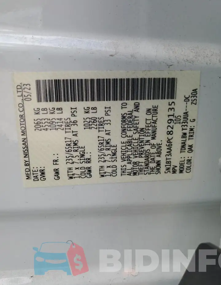 5N1BT3AA6PC829135 Photo# 14