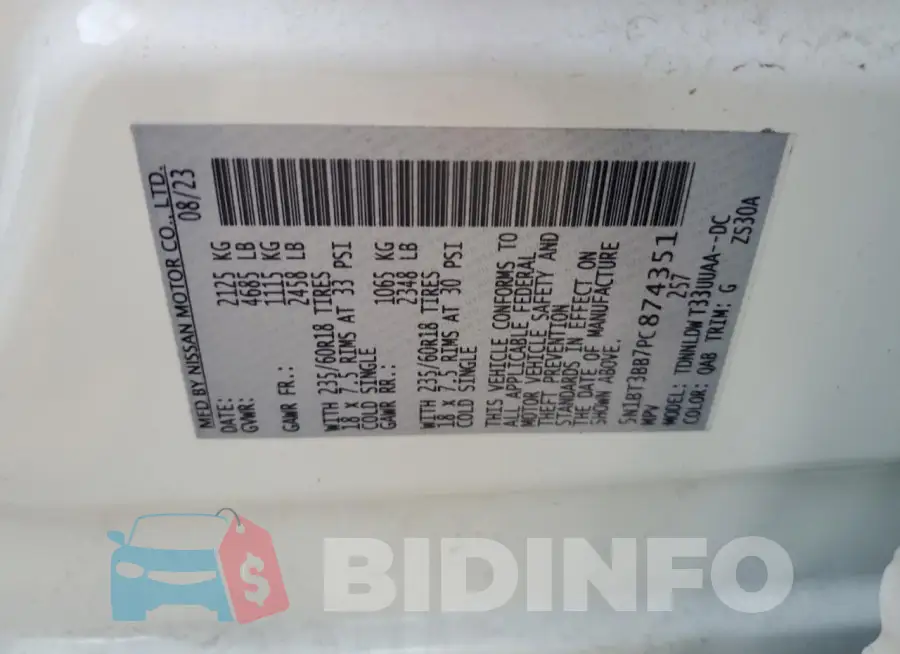 5N1BT3BB7PC874351 Photo# 13