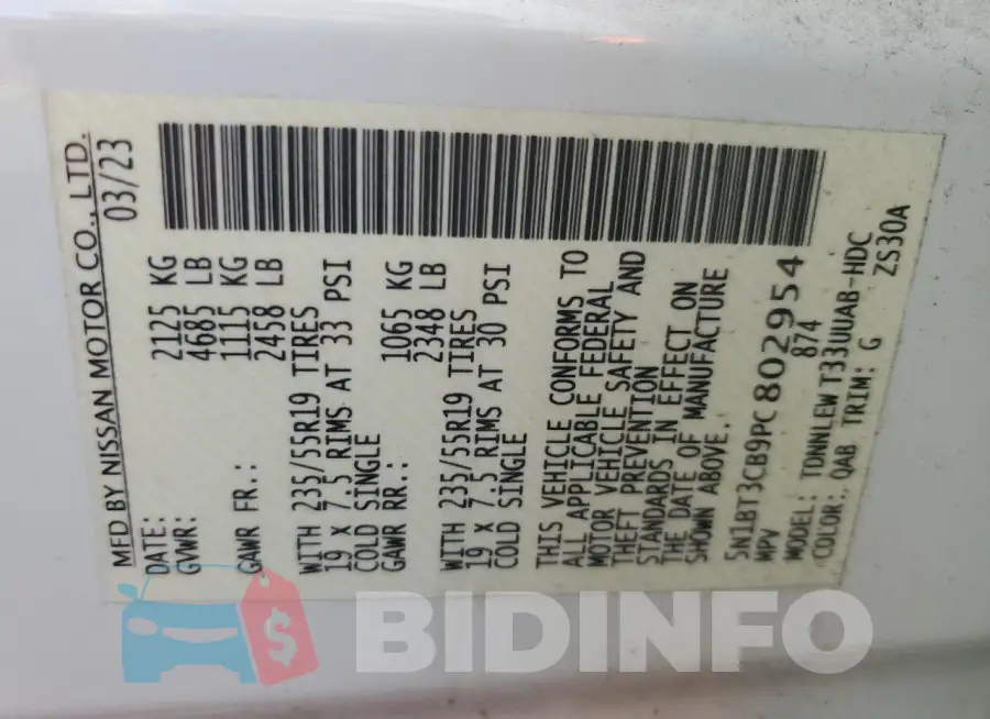 5N1BT3CB9PC802954 Photo# 13