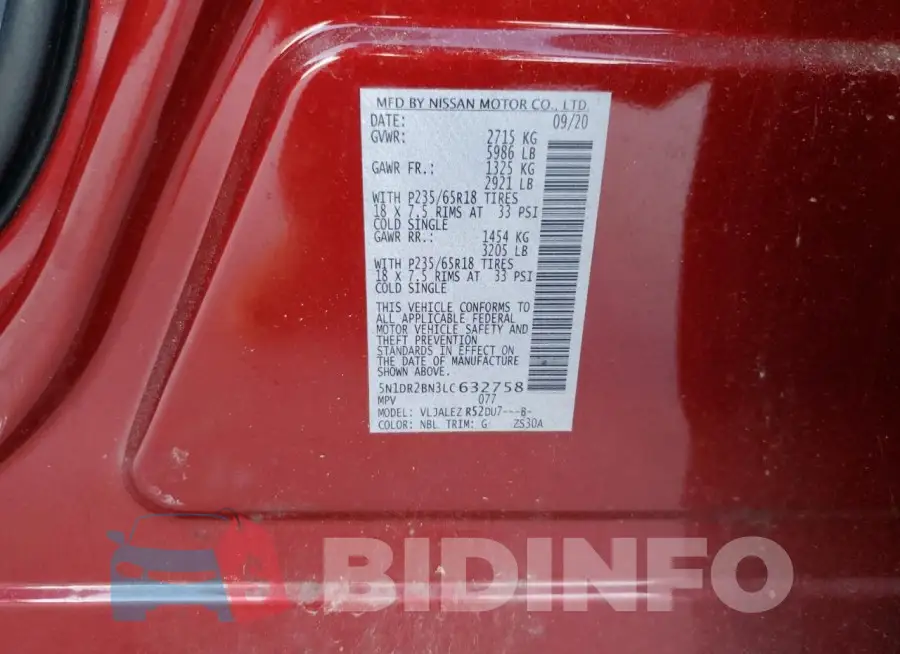 5N1DR2BN3LC632758 Photo# 13