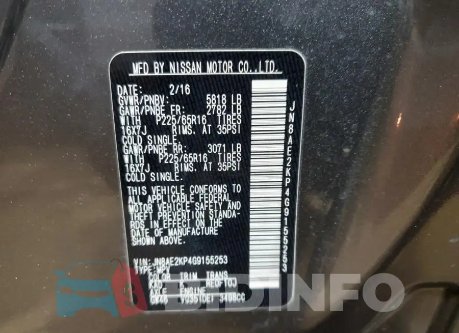 JN8AE2KP4G9155253 Photo# 13