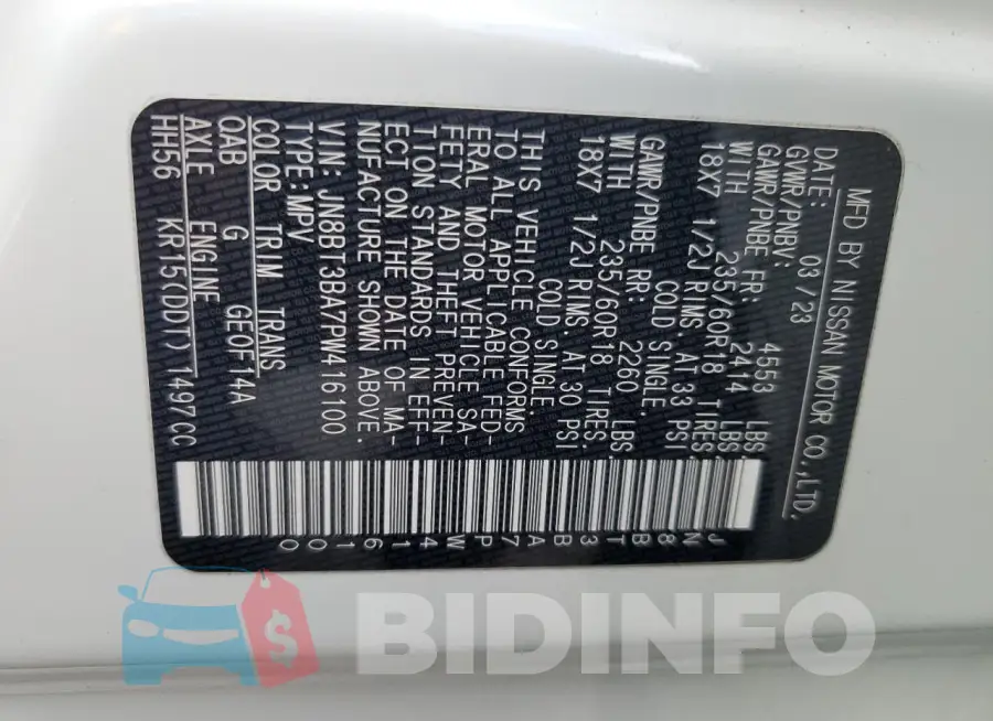 JN8BT3BA7PW416100 Photo# 13