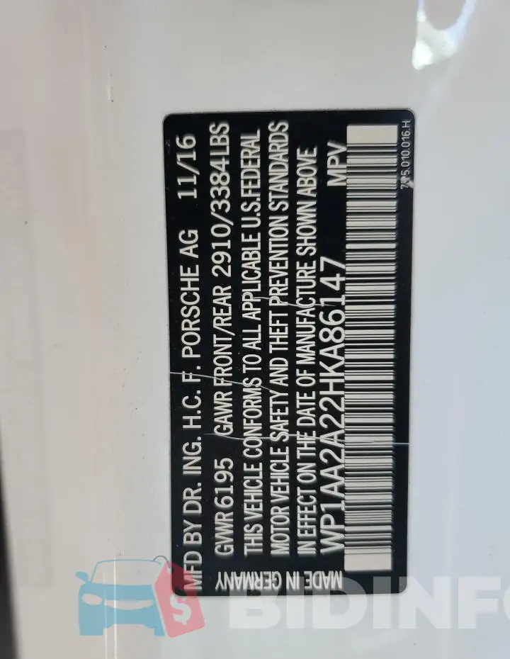 WP1AA2A22HKA86147 Photo# 14