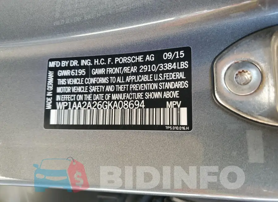 WP1AA2A26GKA08694 Photo# 13