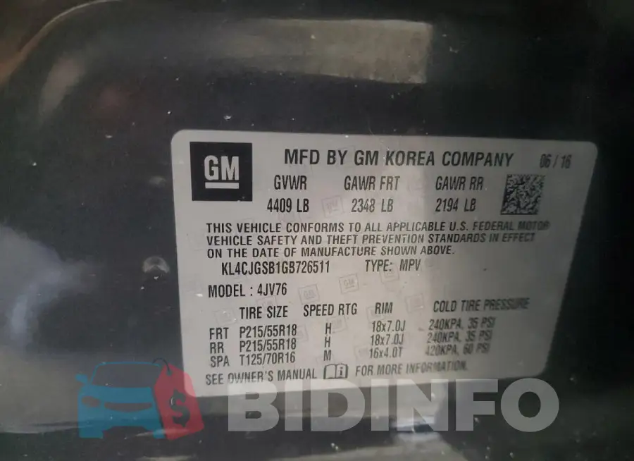 KL4CJGSB1GB726511 Photo# 13