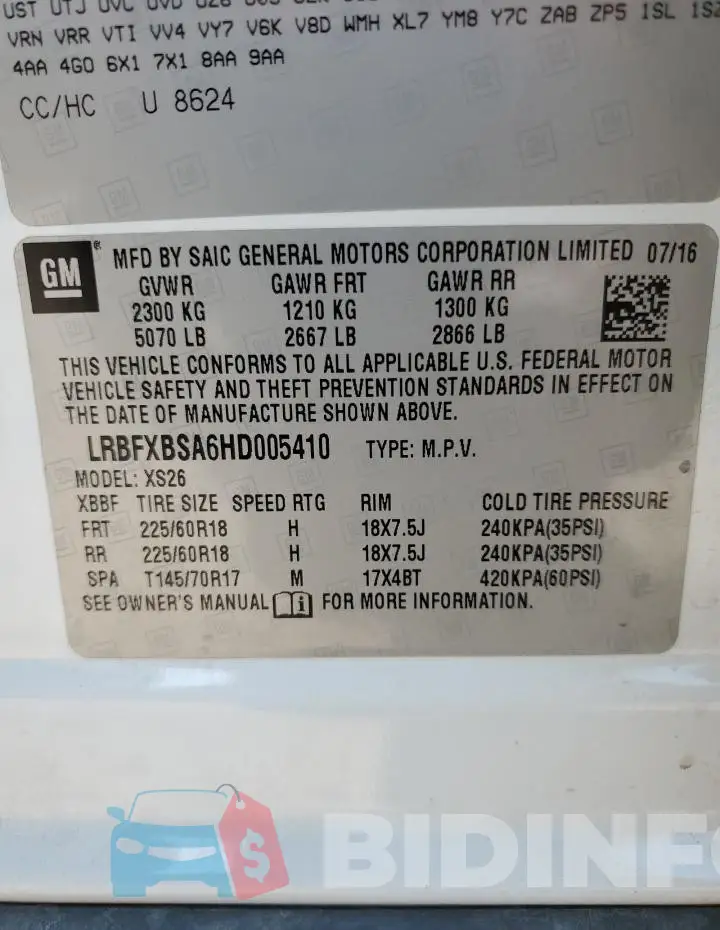 LRBFXBSA6HD005410 Photo# 13