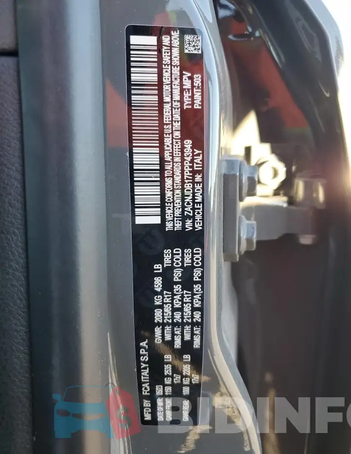 ZACNJDB17PPP43949 Photo# 14