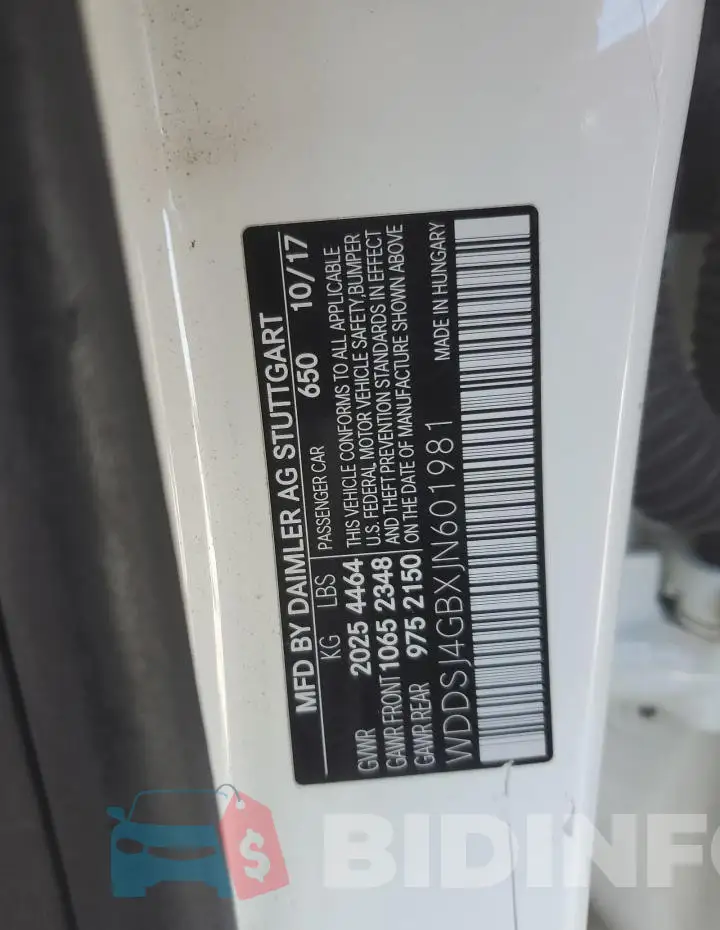 WDDSJ4GBXJN601981 Photo# 12