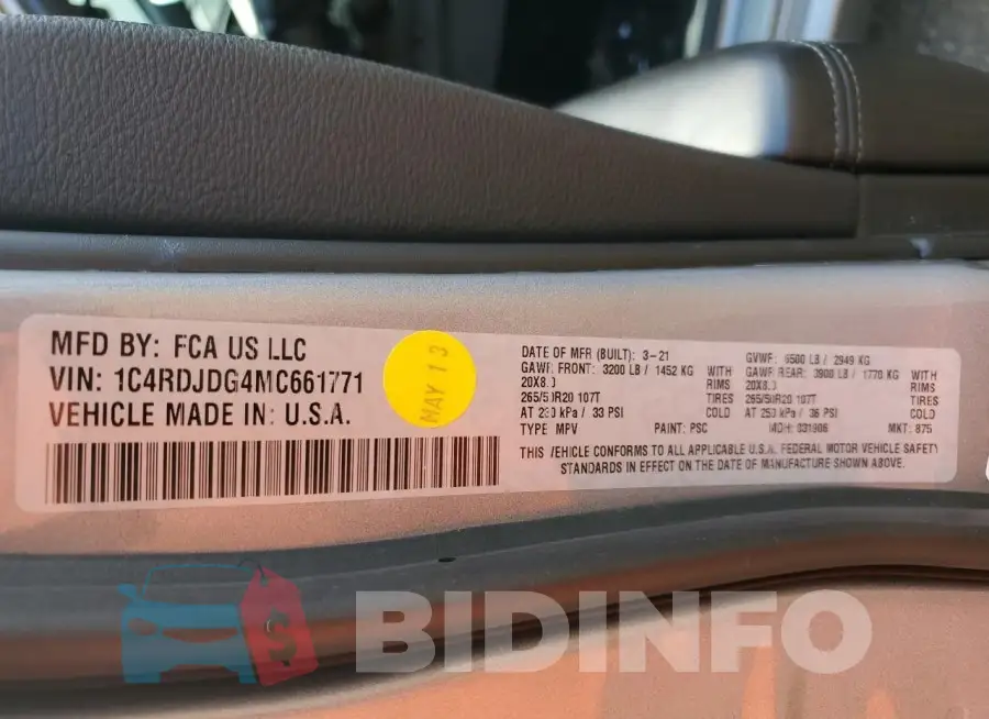 1C4RDJDG4MC661771 Photo# 14