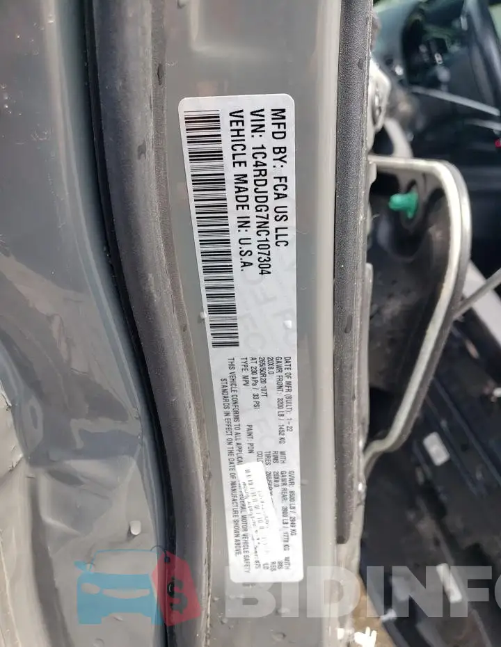 1C4RDJDG7NC107304 Photo# 13