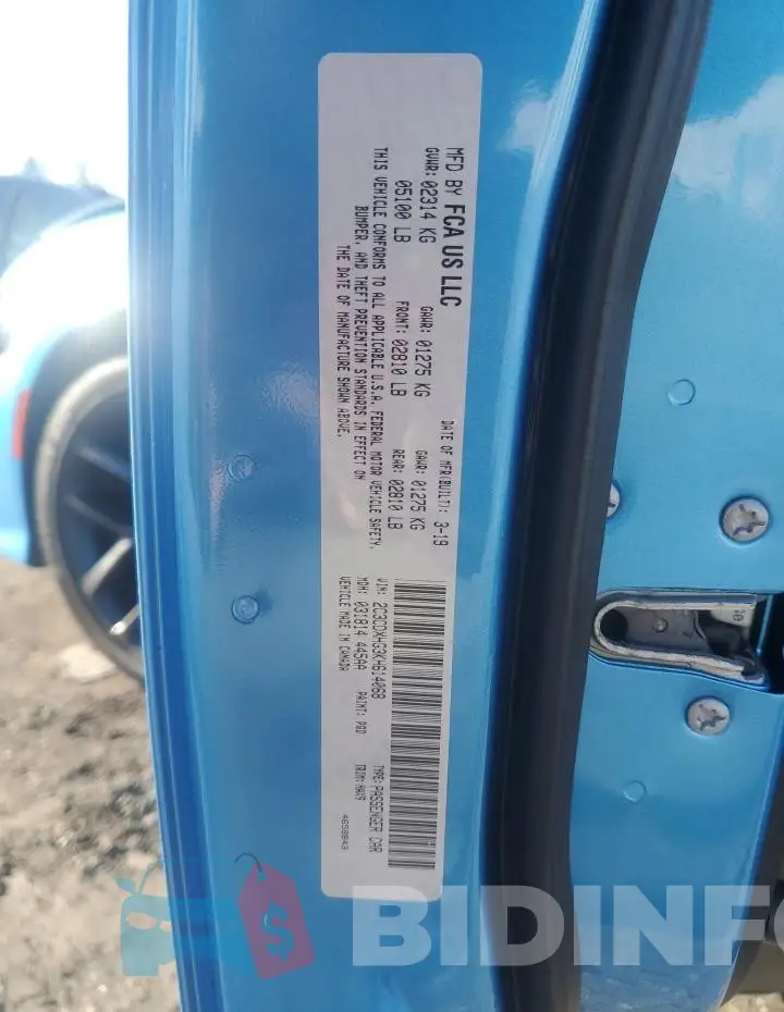 2C3CDXHG3KH614068 Photo# 12