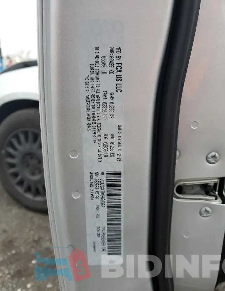 2C3CDXKT8KH600382 Photo# 12