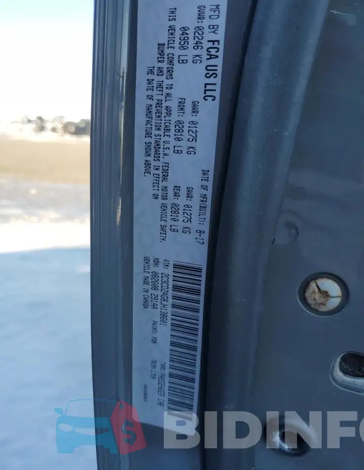 2C3CDZAG8JH138601 Photo# 12