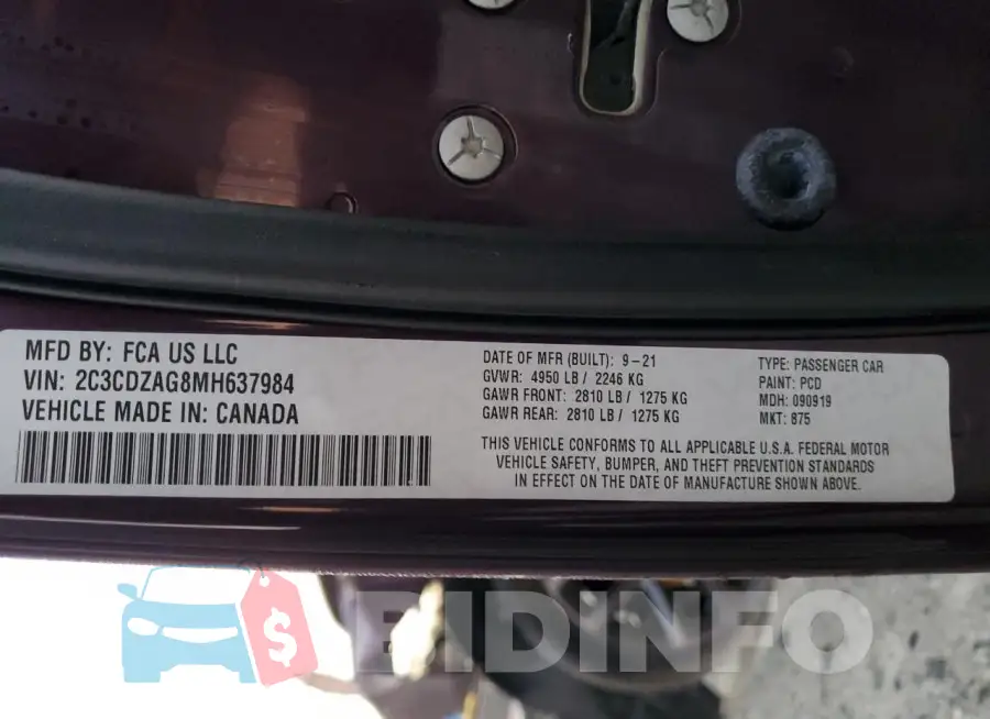 2C3CDZAG8MH637984 Photo# 12