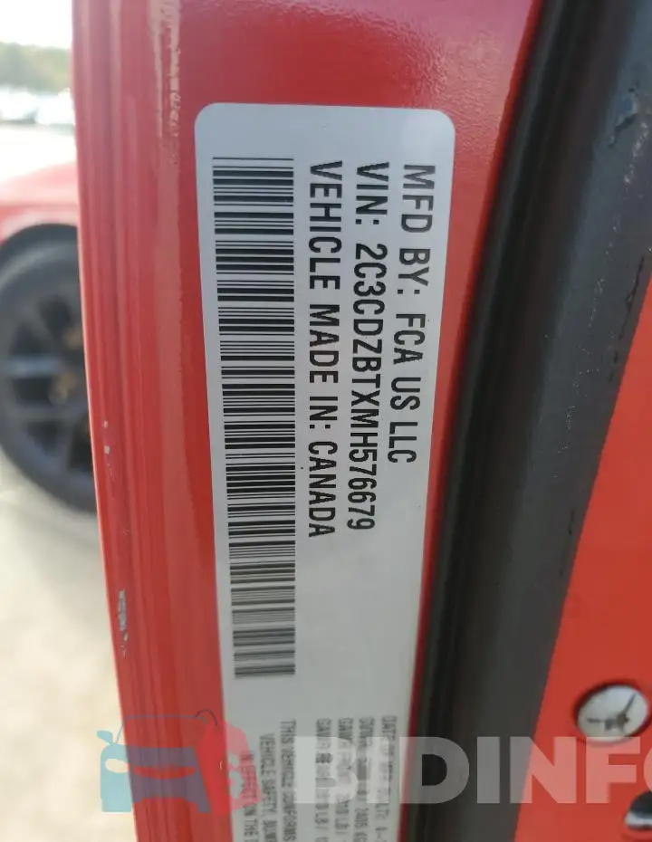 2C3CDZBTXMH576679 Photo# 12
