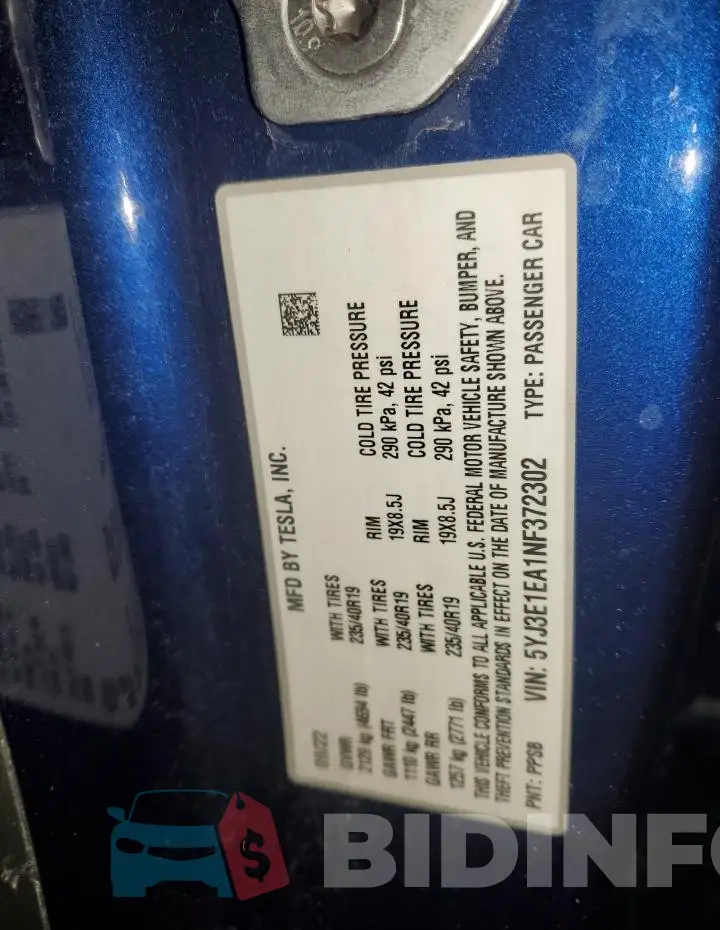 5YJ3E1EA1NF372302 Photo# 12